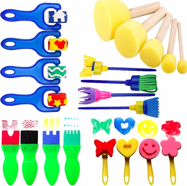 18 Spugne Per Pittura Per Bambini – Forme Geometriche Multicolore – Apprendimento Creativo