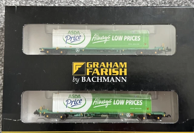 Asda Container Train GRAHAM FARISH INTERMODAL Bogie Wagons With Asda Containers N Gauge EUR ...