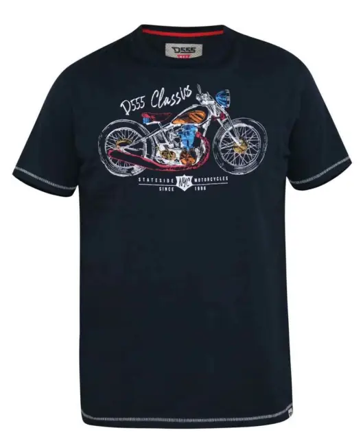 Duca Uomo Denton T-Shirt Moto Stampato Maglietta D555 Misura King Cotone Top