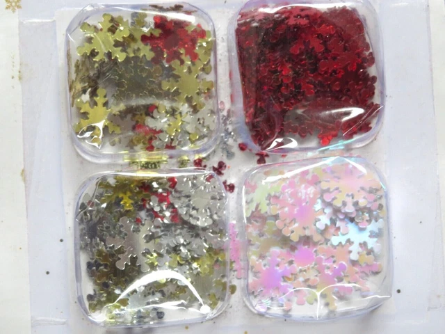 BASTELSET SCHNEEFLOCKEN rot-gold-silber-weiß Basteln gestalten Streu-Konfetti