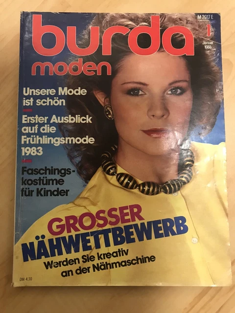 burda moden 1/83 Januar 1983 Schnittmuster Nähen Heft Vintage Retro Zeitschrift