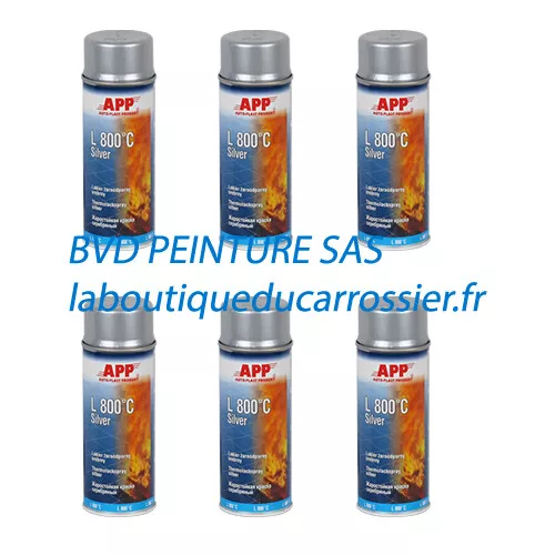 Lot de 6 bombe de peinture haute température gris en aérosol 800°