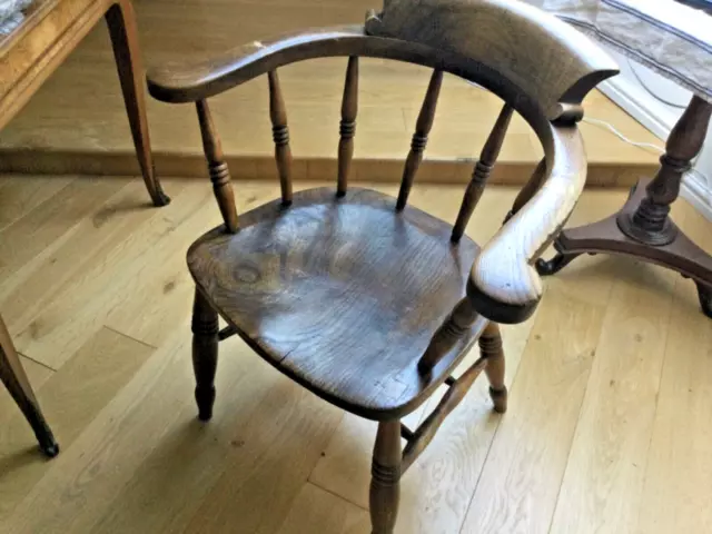 Antique Victorian Smokers Bow Captains Windsor Chair