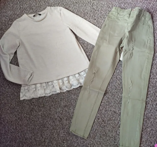 Pacchetto abiti da ragazza maglioni George/Matalan e jeans nuovi look/denim 11-12 anni 2