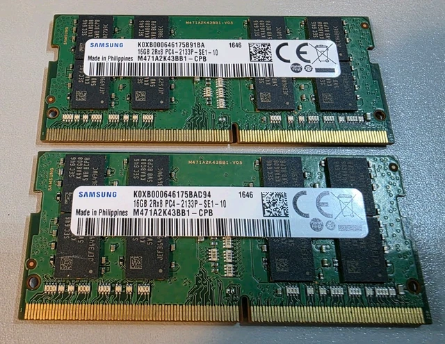 SAMSUNG 32GB KIT (2x16GB) DDR4 2133MHz PC4-2133P SODIMM Laptop RAM