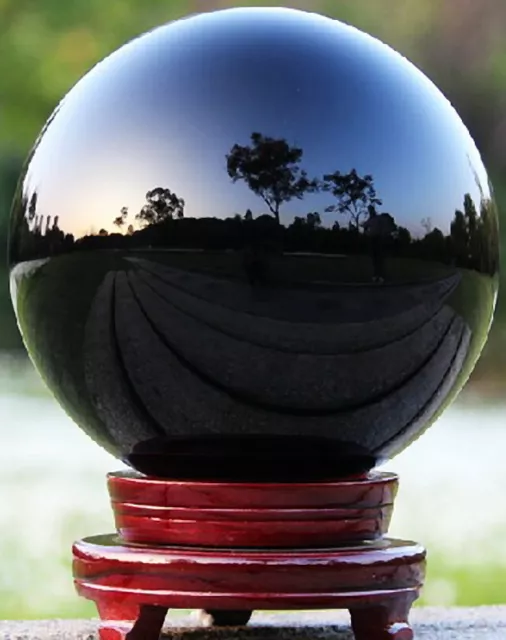 100MM+stand Natural Black Obsidian Sphere Large Crystal Ball Healing Stone AAA 2