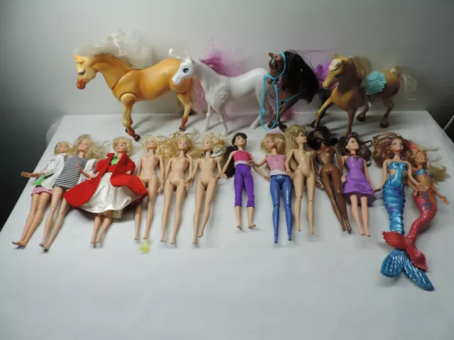 Huge Barbie Lot of 17 Dolls Horse Mermaid Unicorn Mattel