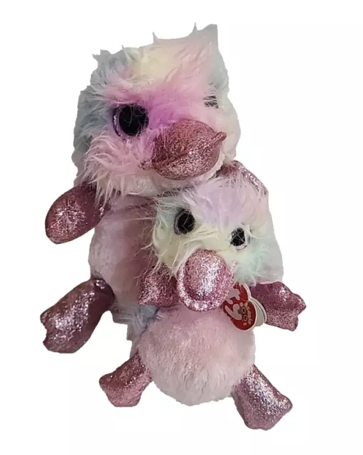 TY THE BEANIE Boo Collection 2x Platypus Petunia NWT 14 inch 8