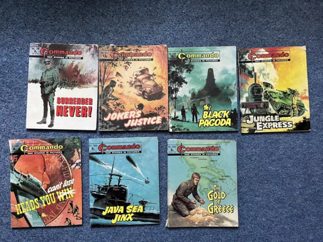 Commando War Stories in Pictures bundle /job lot of 7 comics Poor condition (B)