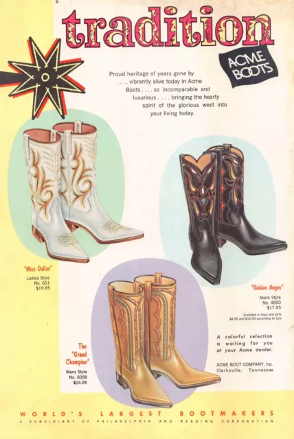 Acme Boots Miss Dallas Golden Angus Grand Champion Styles Vtg Magazine Print Ad