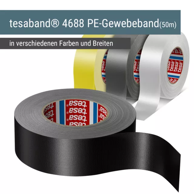 tesa®4688 PE-Gewebeband 50m|Allzweck-Klebeband Panzer-Gaffa-Duct-Tape Reparatur