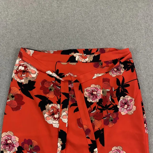 OASIS Pencil Skirt Womens 12 Midi Slit Red Floral Tie Belt Back Zip Ladies City 3