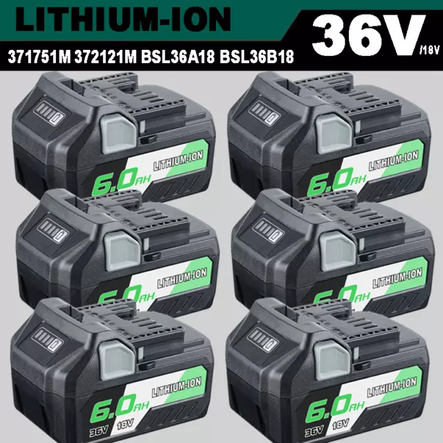 1~6X For HiKOKI Metabo HPT MultiVolt 36V 18V Battery BSL36B18 Li-Ion 37175M 6 AH