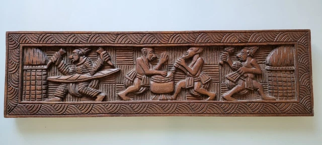 Plate carved wood africa. Wooden wall art art Plaque murale Sculpté Bois Afrique
