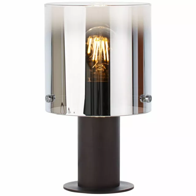 Leuchte Kaffee 54,41 - EUR Lampe Glas/Metall Rauchglas Lese TISCH E27 Design DE PicClick BETH BRILLIANT