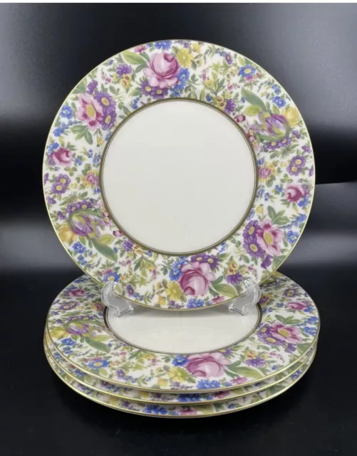 Castleton China Dinner Plate Garden Caprice Flower Set 4