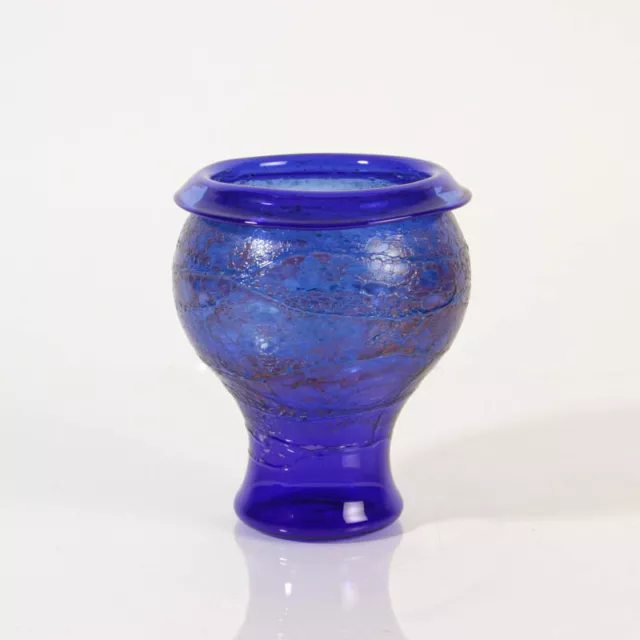 Studioglas Lampenglas Walter Bäz-Dölle Vase blau Lüster Bänder signiert Trichter