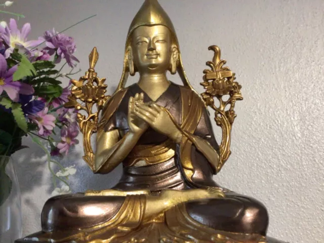 13” Tibetan Buddhism Je Tsongkhapa Statue.