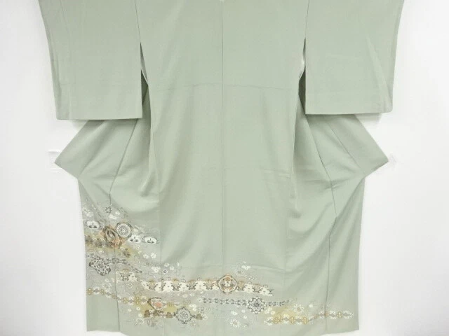39579# Japanese Kimono / Iro-Tomesode / Flower & Bird Sarasa