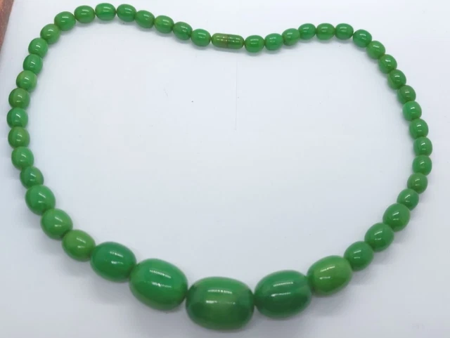 Collier Vintage En Perles Noires Et Corne Blonde - Occasion - Style Ancien Superbe