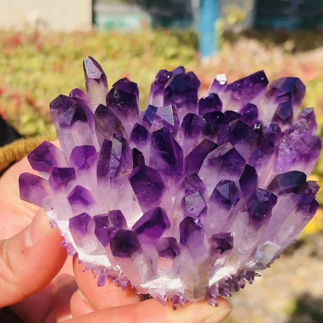 280g New Find purpl Phantom Quartz Crystal Cluster Mineral Specimen Healing 7