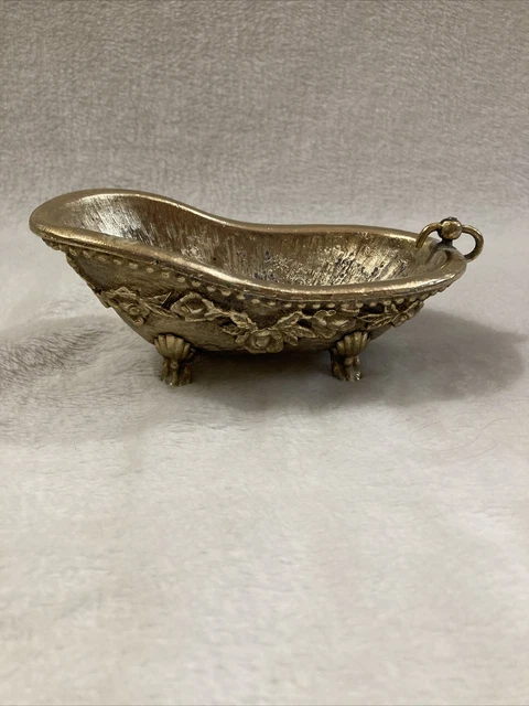 Heavy Brass Colored Bath Tub Soap Dish Metal Soap Holder Vintage