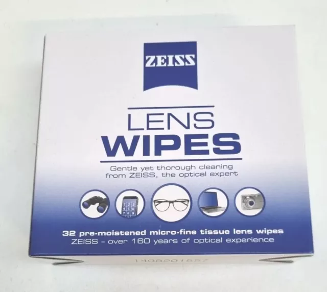 ZEISS Lens Wipes Pack of 32 gentle, perfect for all glass & plastic spectacles