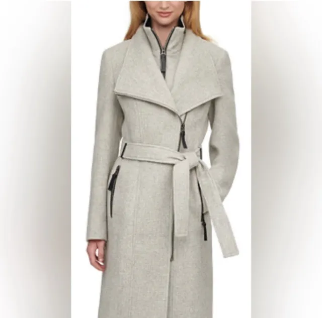 Calvin Klein Large Women's Wool Blend Belted Wrap Coat