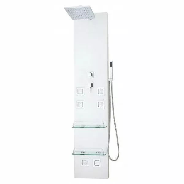 Columna Grande de Ducha Hidromasaje de Acero Inoxidable Blanco Panel Con Ducha d