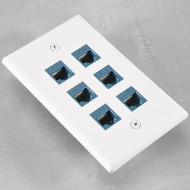 6 Ethernet Wall Plate 6 Port,Ethernet Wall Plate Female-Female Removable3608