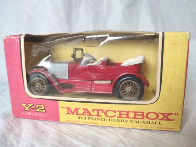 Matchbox Lesney Models Of Yesteryear Boxed 1914 Prince Henry Vauxhall Y2-3 1970