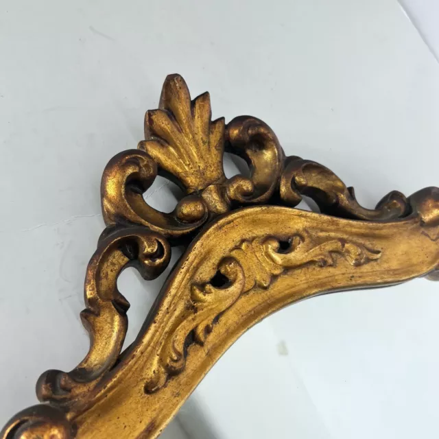 Specchio Specchiera antica vintage in legno dorata cornice ovale oro con cimasa 3