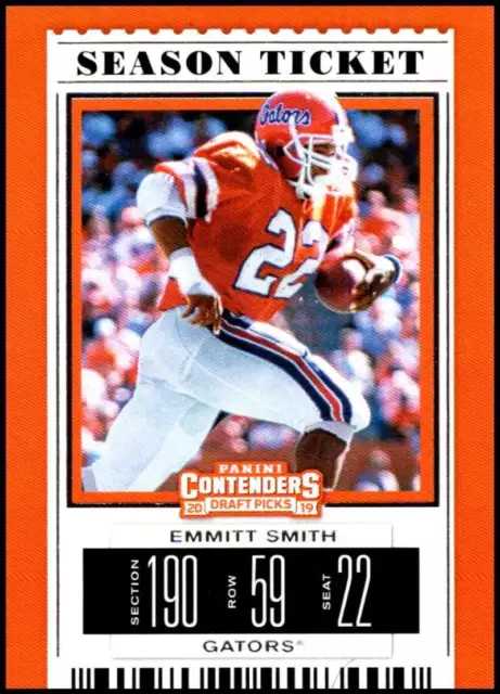 2019 Panini Contenders Draft Tickets Season Ticket #37 Emmitt Smith Florida