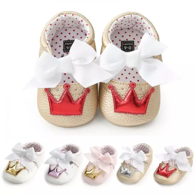 Dentelle mode petite fille princesse cuir PU couronne nœud papillon fête tout-petit bébé