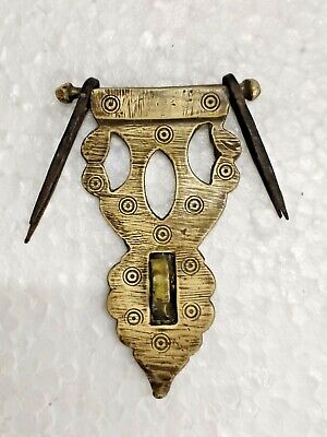Old Vintage Rare Hand Carved Brass Door Latch Lock Antique Hook Collectible