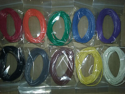 20 AWG Gauge Stranded Hook Up Wire Kit 5 ft Ea 10 Colors UL1007 300 Volt