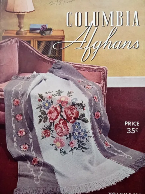 Bordador de ganchillo de punto vintage Columbia Afghans 1947 primera edición vol 110