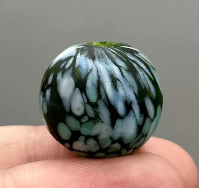 Very Unique Ancient Roman White & Black Mosaic Glass Bead