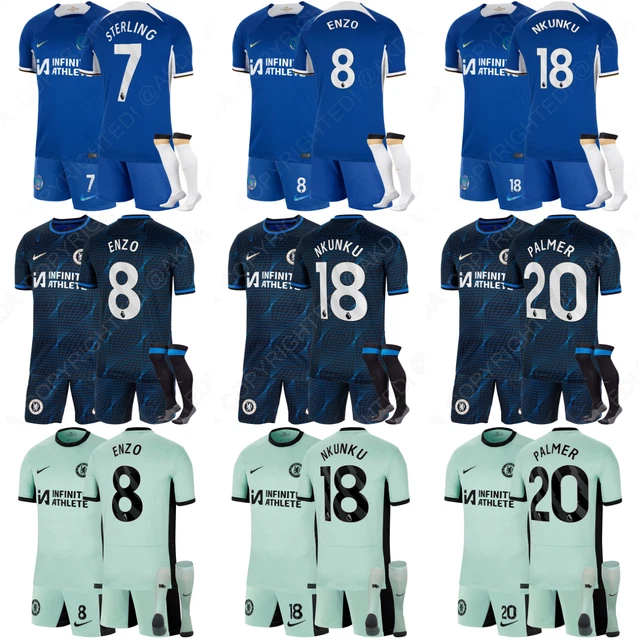 23/24 Kids Chelsea Home Away Third Football Kits Boys Strip Short Shirt+Socks//