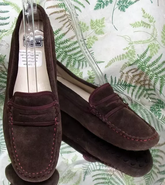 Lacoste Paris Concours 3 Brown Suede Penny Loafers Slip Ons Shoes Us Womens Sz 9 2