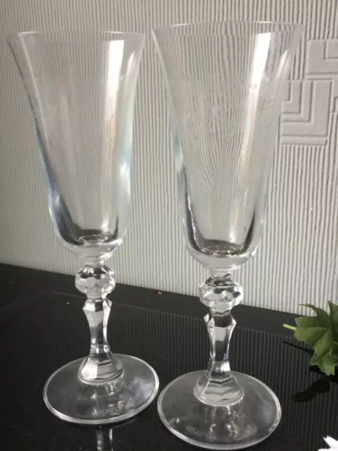 2x Krosno Poland Crystal Champagne Flute Glasses Drink Prosecco Wine Glass 150ml