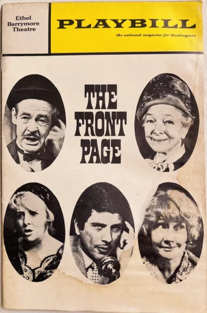 The Front Page - Broadway Playbill - Nov 1969 - Peggy Cass, Robert Ryan