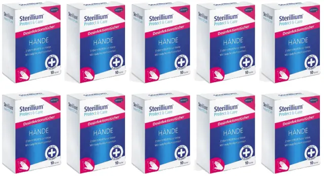 100 Sterillium® Protect & Care Desinfektionstücher (10 Päckchen im Fabrikkarton)