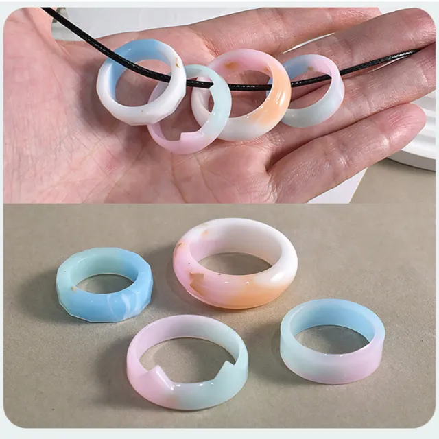 Handmade Crystal Flat Rings Epoxy Resin Mold Cat Ear Curved Ring Silicone Mold