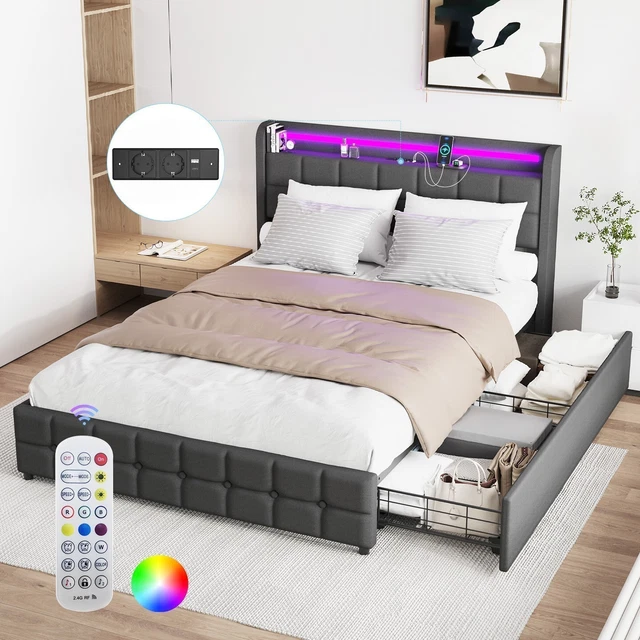 Letto Singolo Contenitore 90x190 - Imbottito In Cotone, Con USB E Rete A Doghe - Foto 8