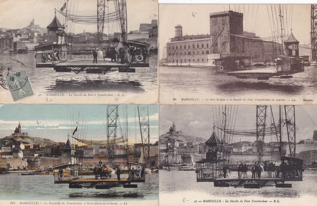 Lot de 4 cartes postales anciennes old postcards MARSEILLE pont transbordeur