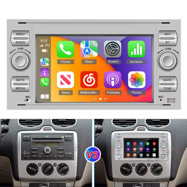 Car Stereo Radio For Ford Transit Mk7 Kuga Focus Carplay Android 13 GPS Sat Nav