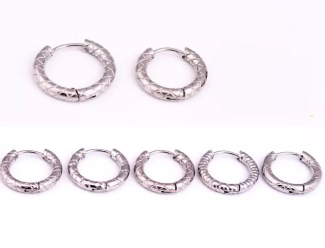 1X MEN Women Titanium Stainless No Allergy Hip hop Gothic Huggie Hoop Earrings