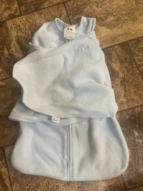 Saco de dormir lana azul halo pañal talla recién nacido azul cálido doble cremallera