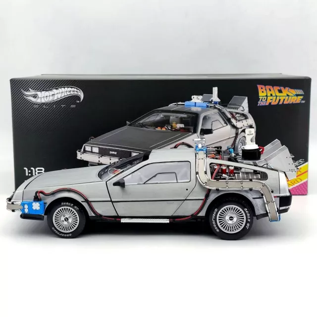 1/18 Hot Wheels Elite Back To The Future Time Machine Delorean BCJ97 Model Car